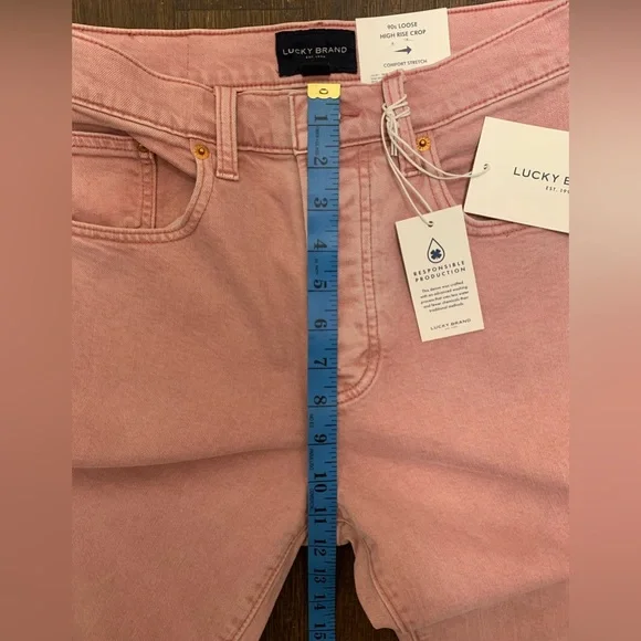 New With Tags Lucky Brand 90s Loose High Rise Crop Comfort Stretch Jeans In Pink - Picture 13 of 13